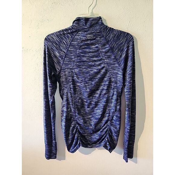 Athleta 3/4 Zip Long Sleeve Blue Purple Pink Fitted Stretch Top Small Thumb Hole - Picture 5 of 5